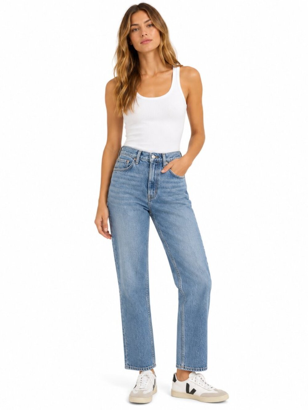 AGOLDE High Rise Stovepipe Straight Leg Jeans Medium Blue Size 27
